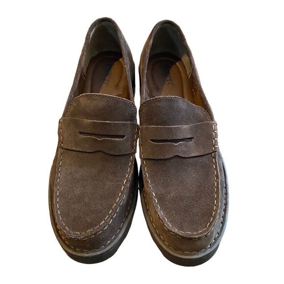 Born Carrera Suede Loafer Brown Platform 10M - Picture 3 of 9